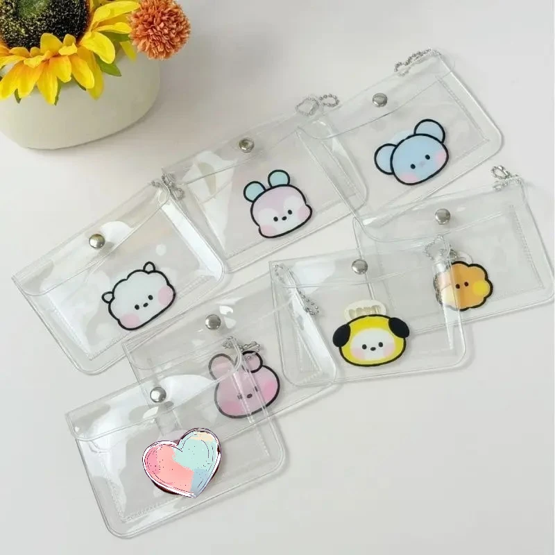 BT21 Transparent Card Pack Student Portable Public Transport Document Bank Card Protection Set Cartoon Wallet