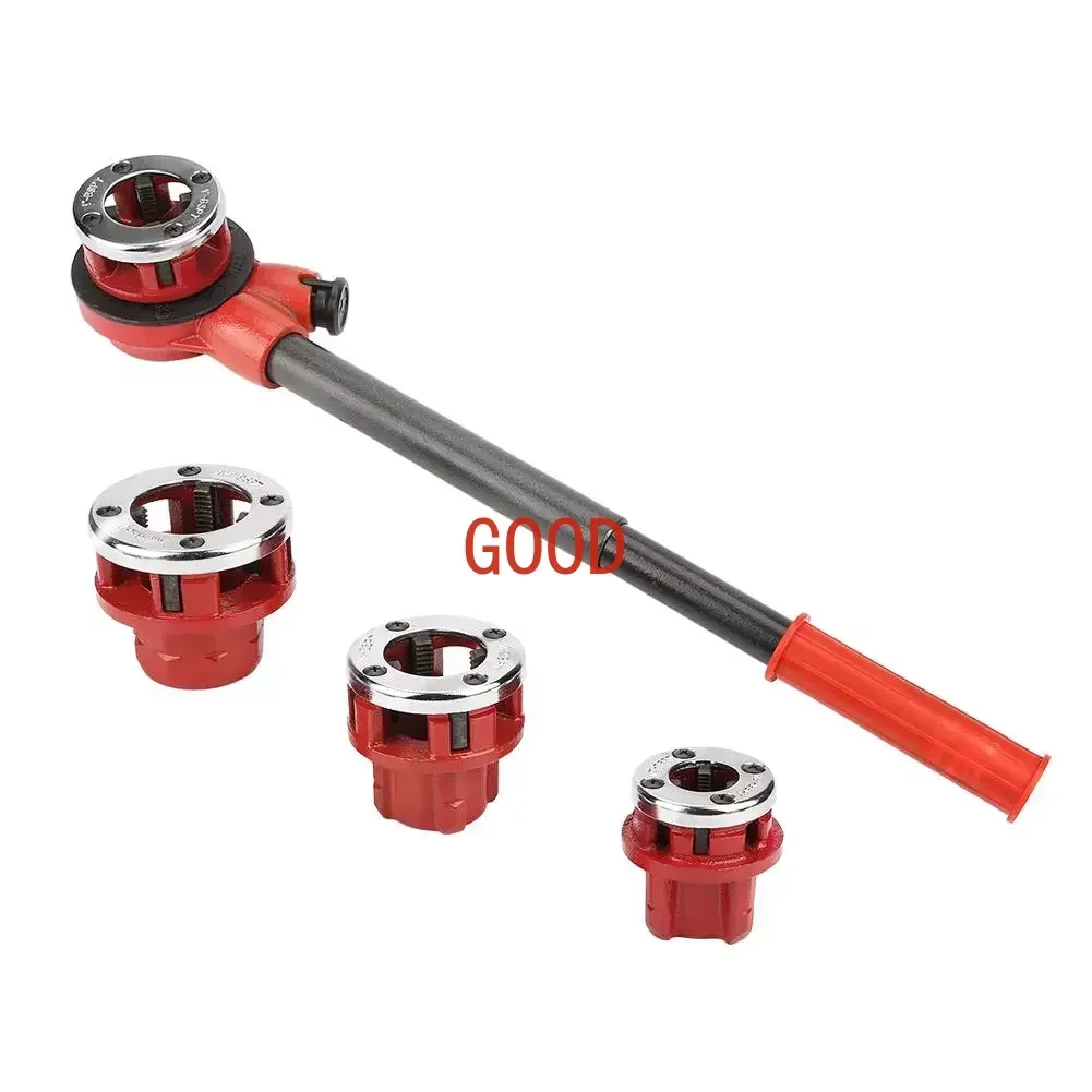4 Size Dies Manual Cylindrical Ratchet Pipe Threader Machine Kit 0.5