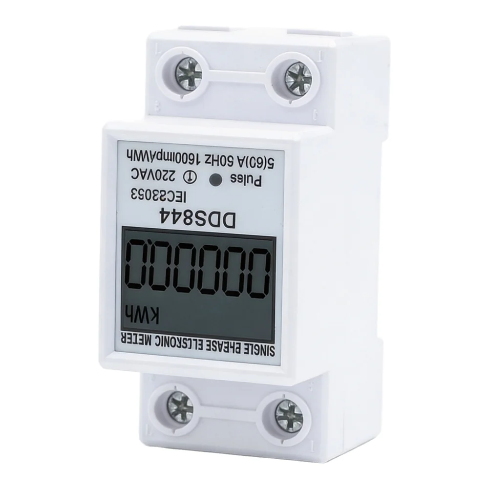 DDS1108 Energy Meter 50/60A Single Phase with LCD Backlight for AC 220V Power Monitoring and Data Visualization