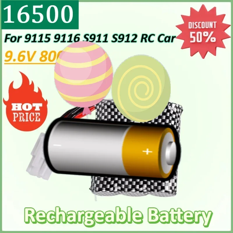 

9.6V 800mAh 16500 EL-6P Li-ion Battery for 9115 9116 S911 S912 RC Car Truck Spare Rechargeable Battery for Toys Car