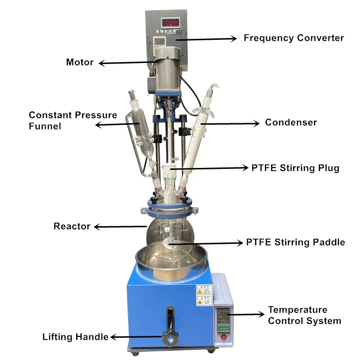 Mini Single Layer Chemical Glass Reactor Continuous Glass Reactor Glass Reactor 5l