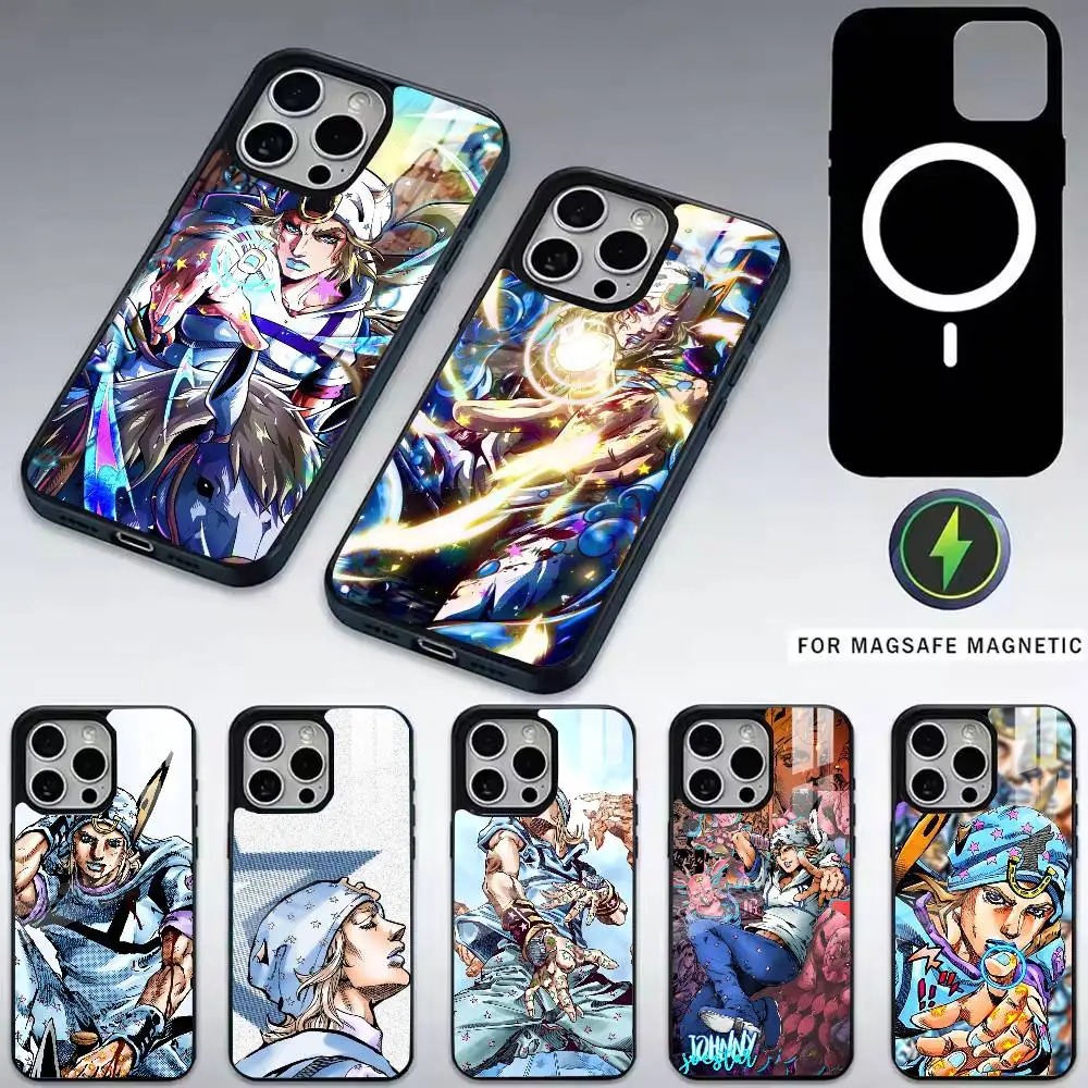

Чехол для телефона с изображением персонажа аниме JoJo's A-Adventure Joestar для iPhone 17, 16, 15, 14, 13, 12, 11 Plus, Pro, магнитный, с беспроводной зарядкой Magsafe