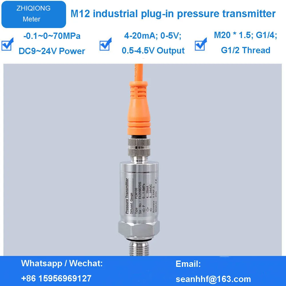 Imagem -04 - Conector Extensas Calibre Nivelado Membrana Transmissor de Pressão M12 à Prova de Água Cabo Bar 600 Barra a 20ma M12