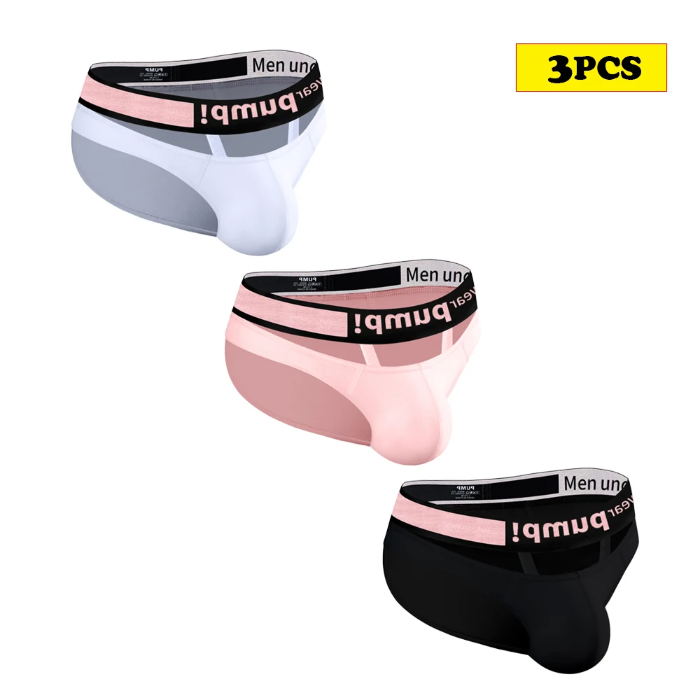 

3PCS Modal Mens Sexy Underwear Sexy Gay Bikini Briefs Jockstrap Panties Underpants for Men