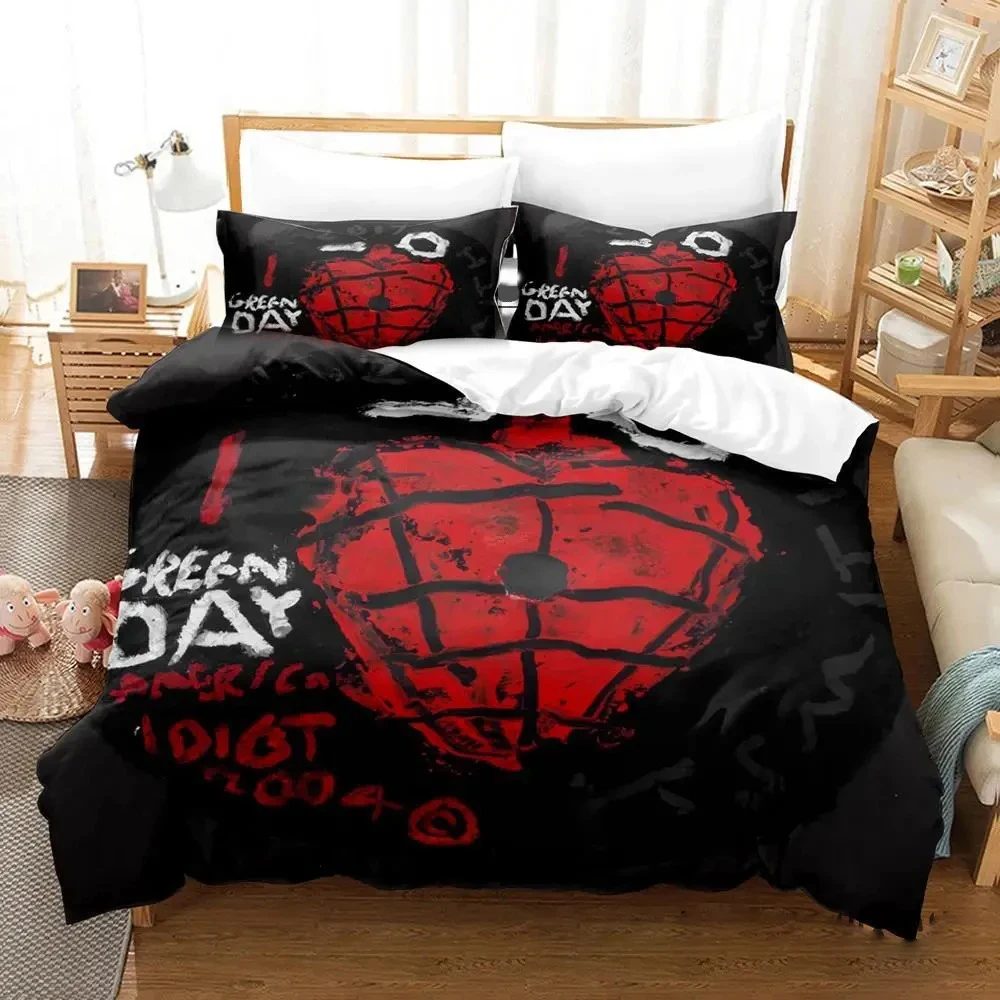 

3D Print American Idiot Green Day Bedding Set Duvet Cover Bed Set Quilt Cover Pillowcase Comforter king Queen Size Boys Adult