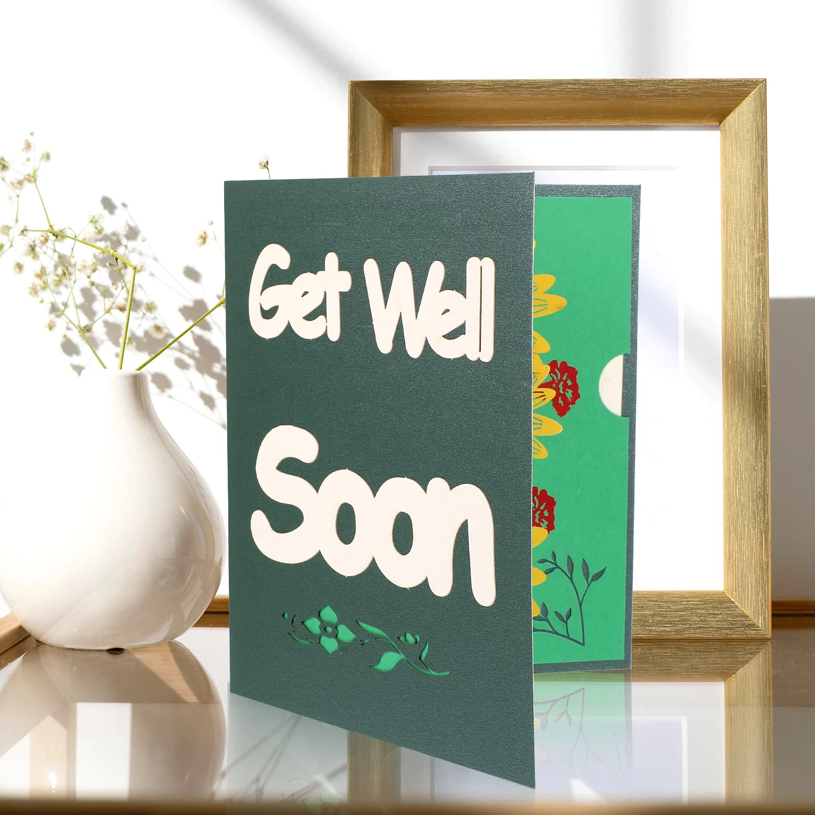 Cartões de cartão de felicitações 3D Get Well Soon Comfort Tridimensional Decorativo Bênção Papel Jam