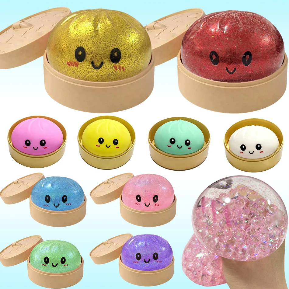 High Quality Dumpling Squishy Gold Bursting Water Droplets Blind Box Relaxing Anxiety Antistress Rebound Squeeze Reliever Toy