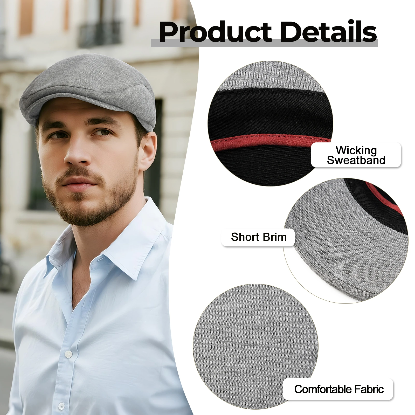 JGAGOUL Classic Newsboy Cap for Men 100% Cotton Beret Ivy Irish Hunting Gatsby Driving Cabbie Hat Spring Summer Golf Cap
