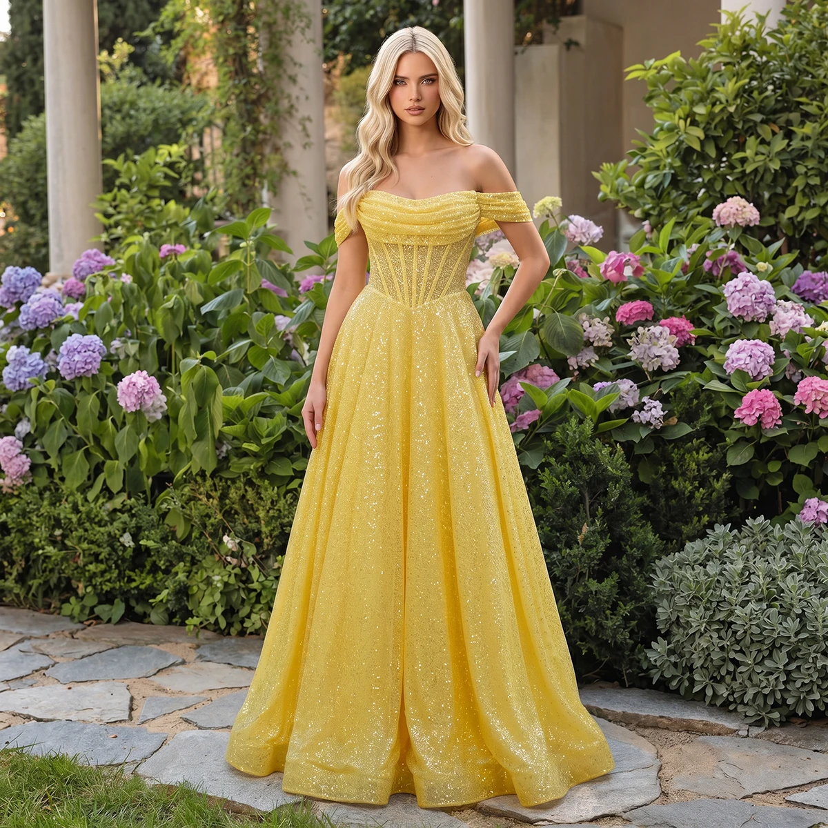 

Simple Sparkly Off Shoulder Prom Dresses 2026 Pleated Evening Gown For Women Graduation Dress Long