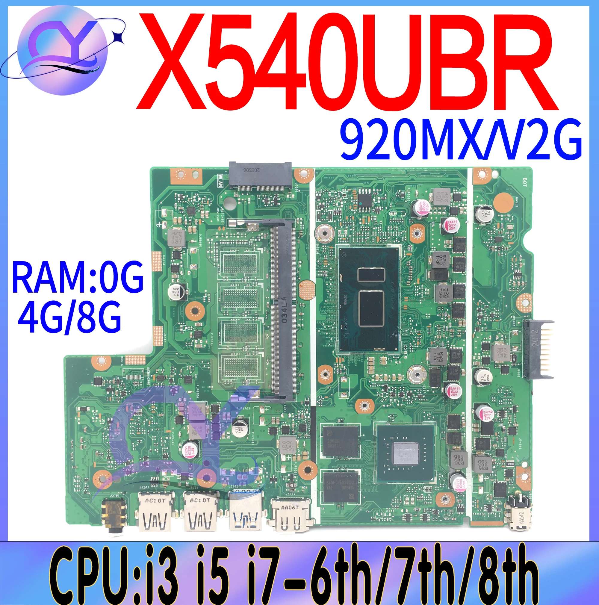 X540UBR Laptop Motherboard For ASUS X540UB X540UV X500U X543U R540U Mainboard With i3 i5 i7-6th 7th 8th Gen 0G/4G-RAM 100% Work