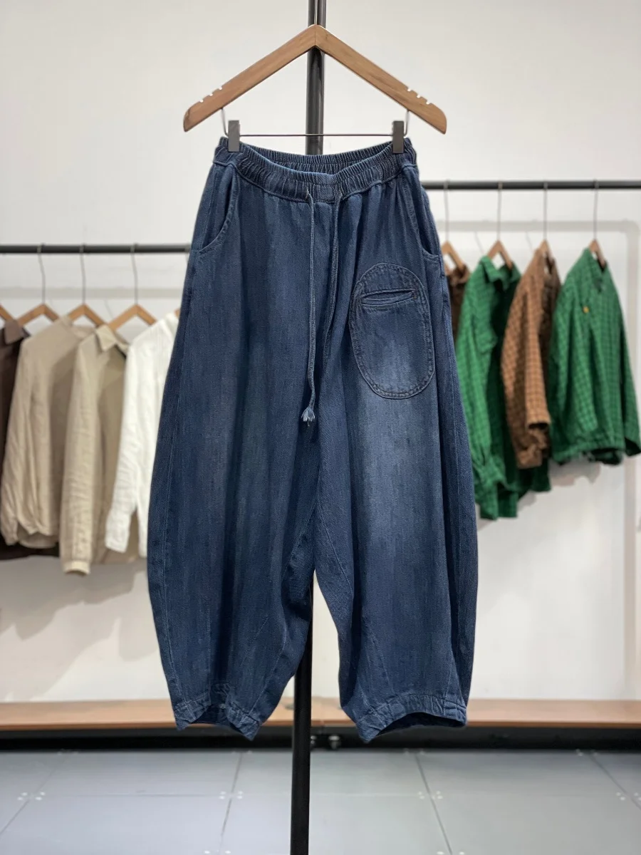 

Модные женские летние винтажные джинсы Faion с эластичной резинкой на талии, повседневные утягивающие джинсы Personali, брюки Харлан, обычные тонкие...