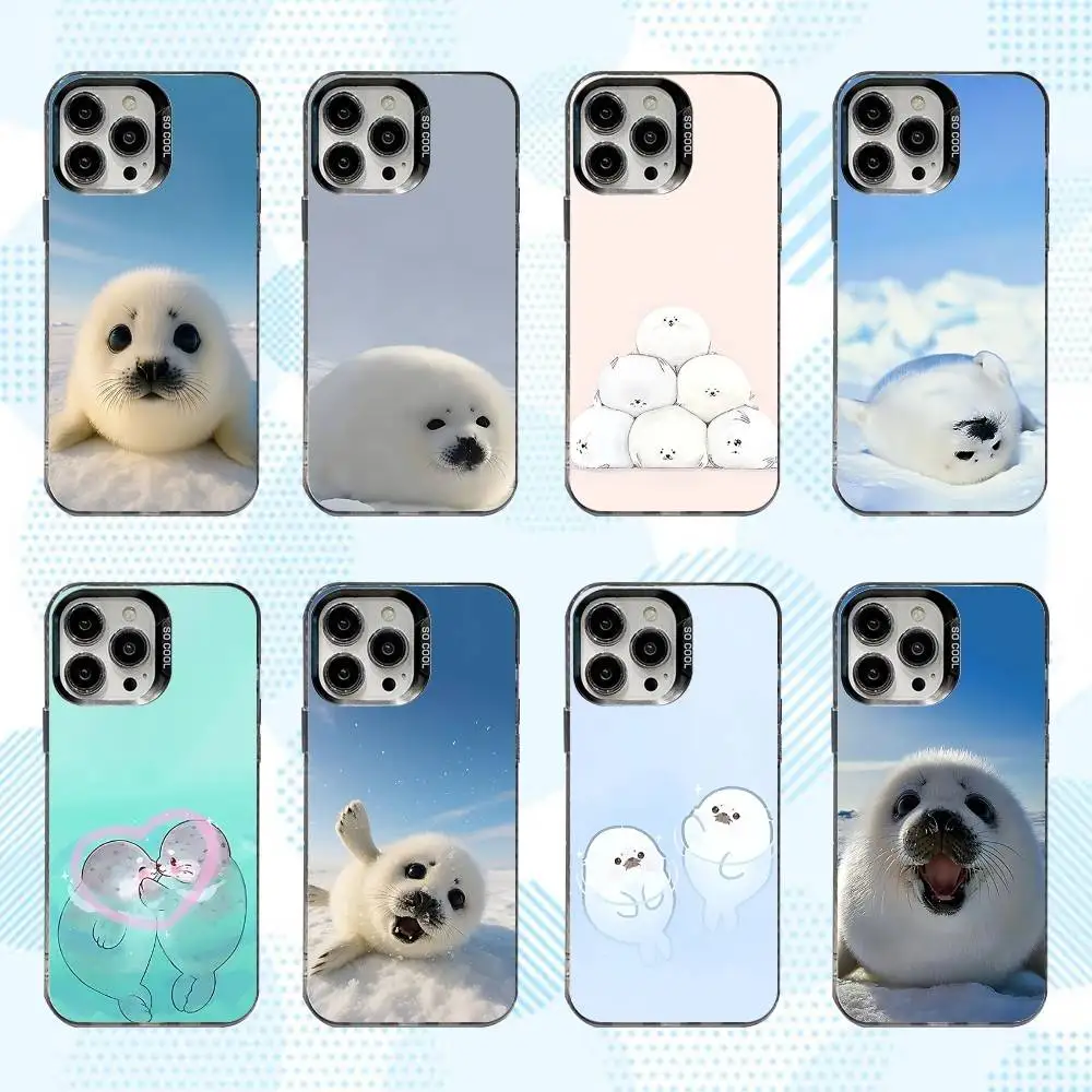 

Cute S-Seal Phone Case For iPhone 16,15,14,13,12,11,Mini,Pro,SE,MAX White Matte Shockproof Cover