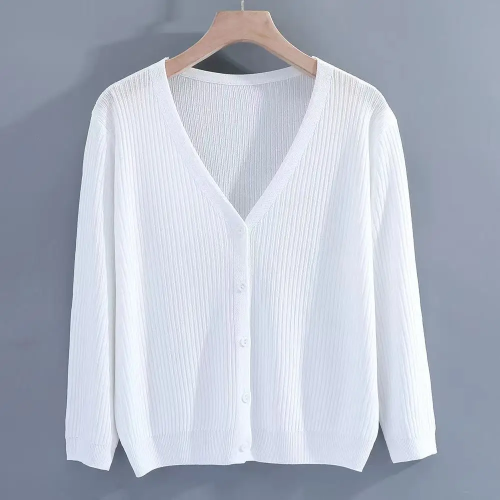 

Women's Ice Silk Knitted Cardigan Summer Outerwear Sun Protection Light Weight Short Style Air Conditioning Shirt Coat Small ...