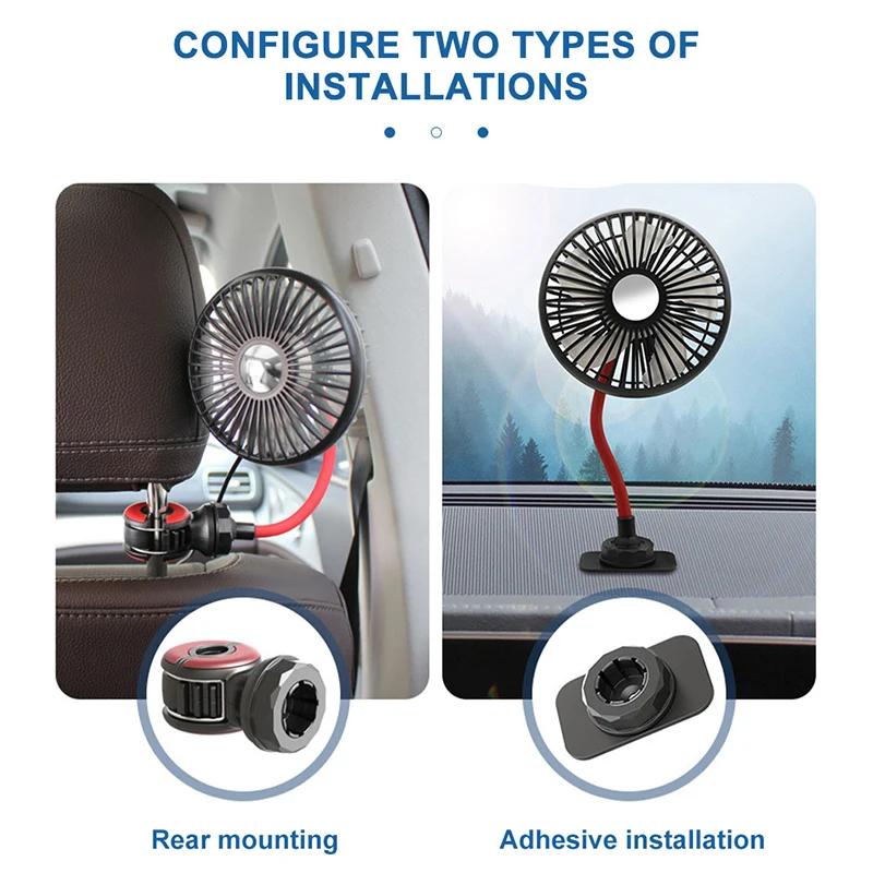 SEAMETAL-ventilador multidireccional para asiento trasero de coche, ajuste de viento de 3 velocidades, ventiladores de refrigeración automáticos USB, 5 aspas de ventilador para accesorios de coche de verano