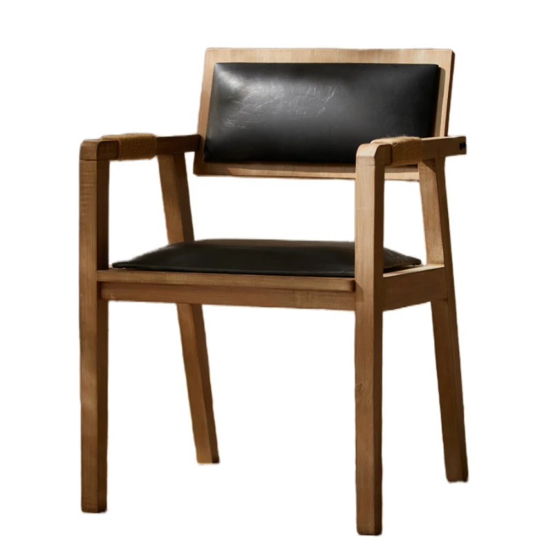 Solid wood chair home dining chair, retro minimalist designer desk coffee bed and breakfast