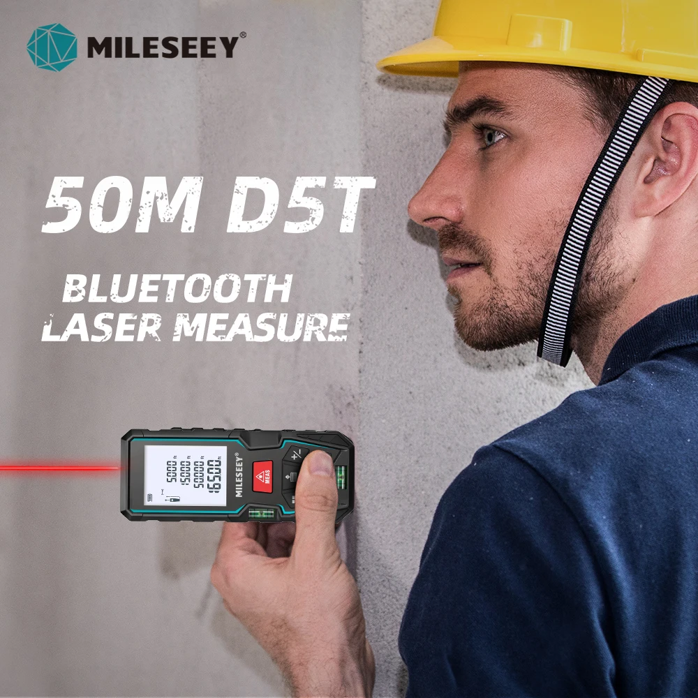 MILESEEY High Precision Laser tape measure D5T Bluetooth Laser Distance Meter 50M Laser Trena, APP Real-time data transfer