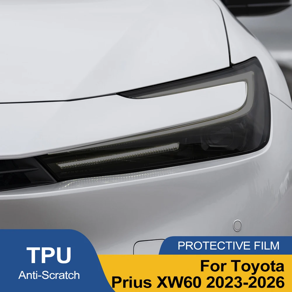 Car Headlight Protective Film for Toyota Prius XW60 2023-2026 Smoke Black TPU PPF Anti-Scratch Headlight Pre Cut Vinyl Wrap Film