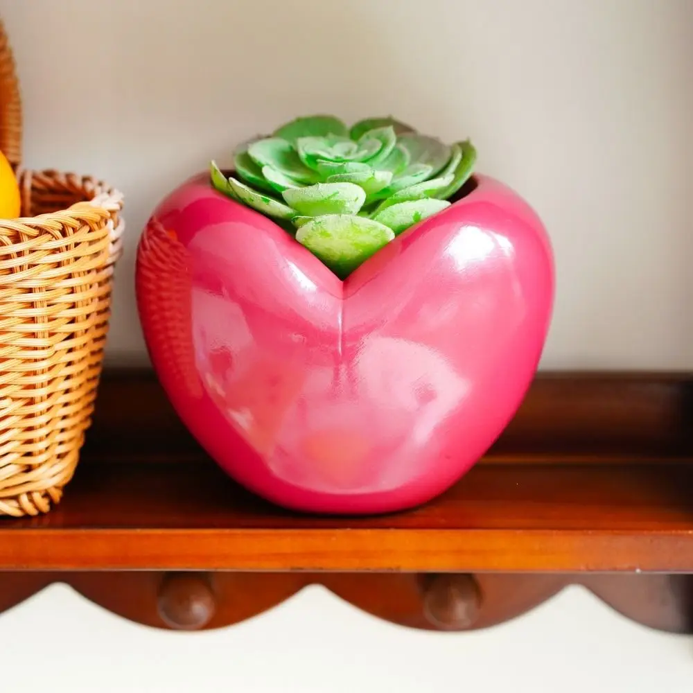 Creative Heart Shaped Pen Holder 3D Rose Red Heart Pencil Organizer Large Capacity Decorative Desktop Storage Box Desktop Crafts