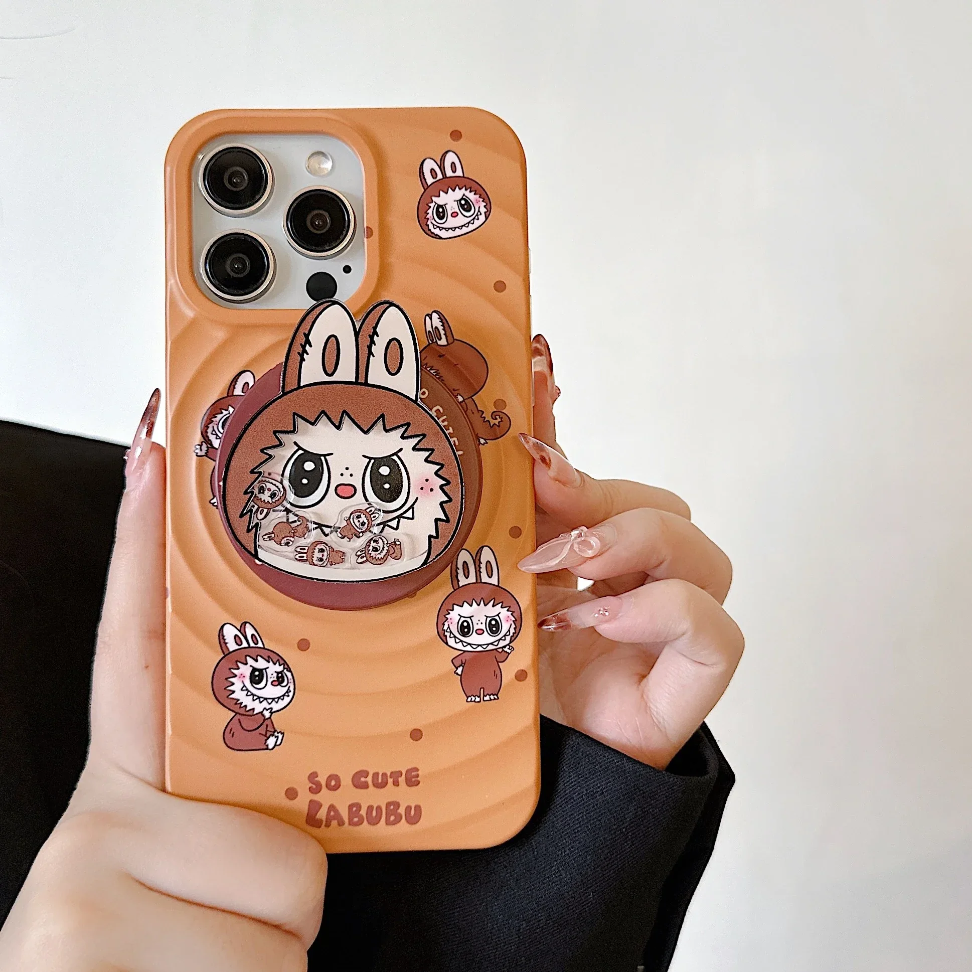 Kawaii Cute Cartoon Labubu Magnetic Grip Holder Magsafe Wireless Charge Phone Case For iPhone 16 15 14 13 12 Pro Max Hard Cover image 6