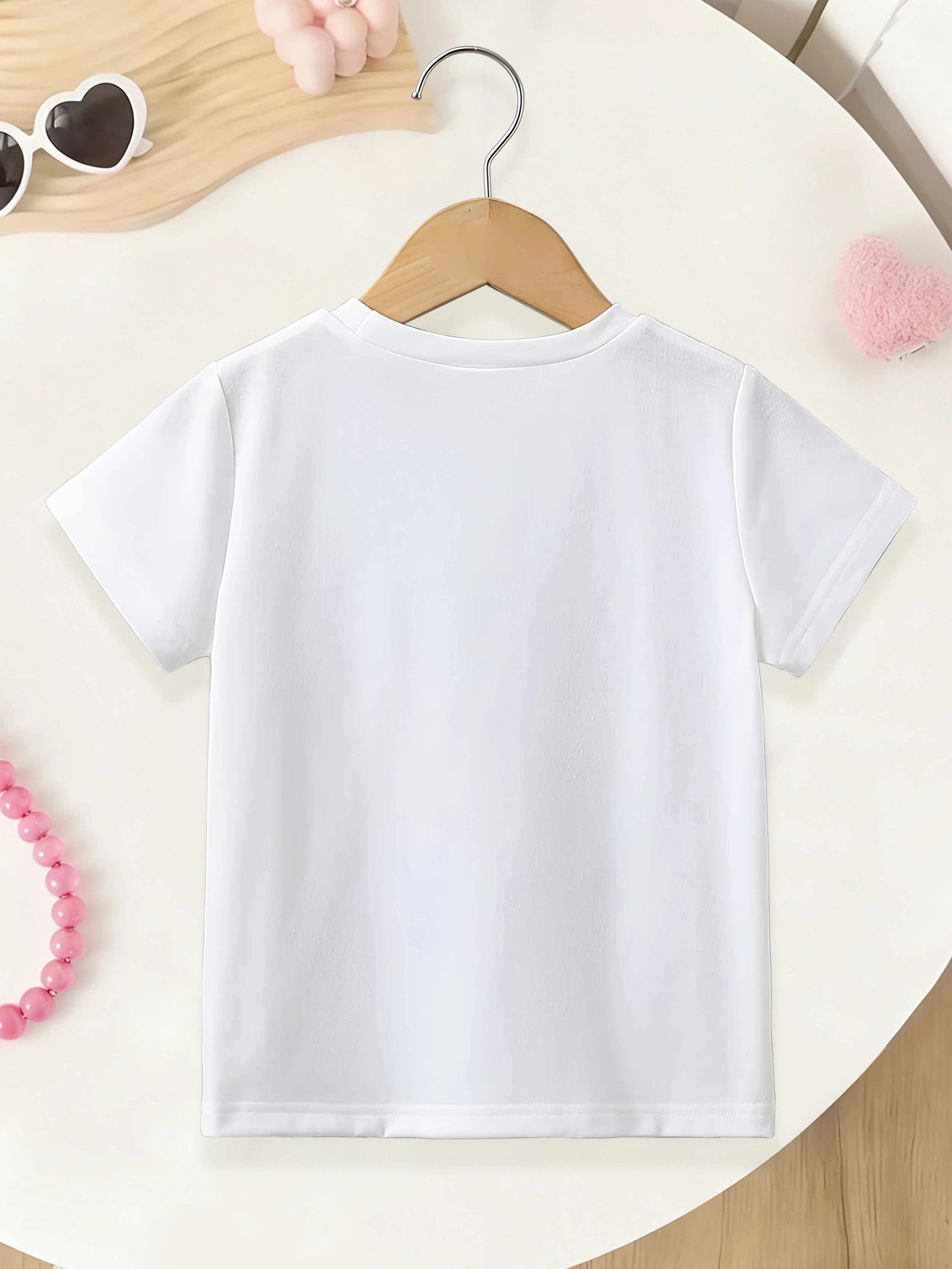1 pieces: Independence Day Girls Summer Short Sleeve T-shirt Cartoon American Bow Print