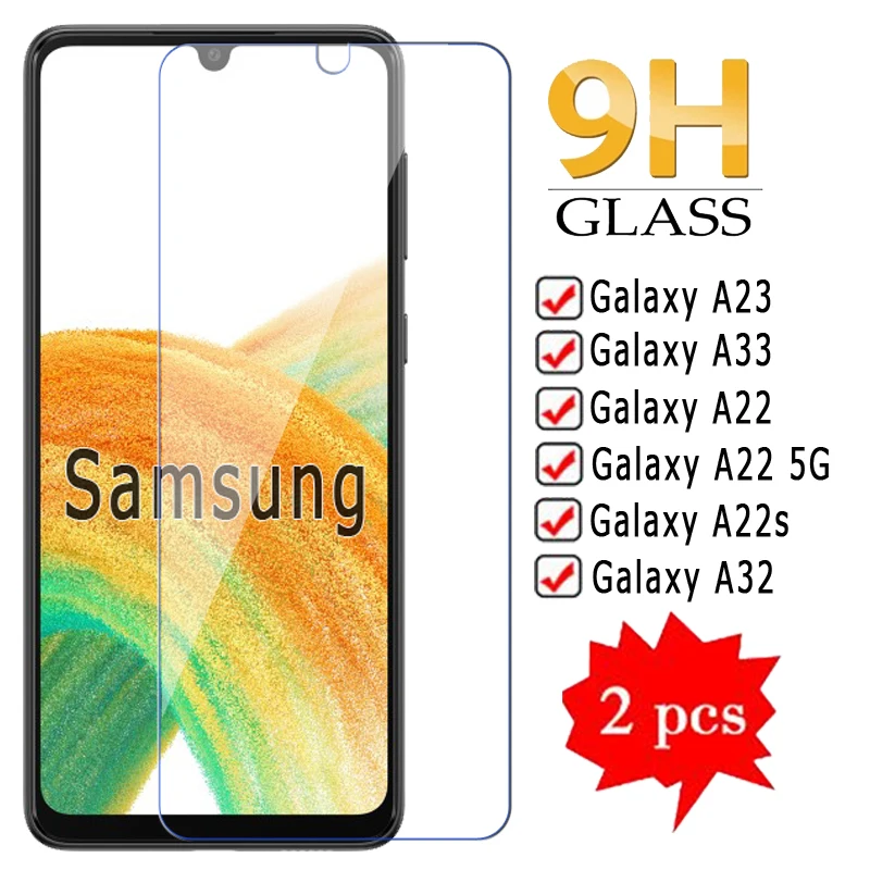 

2-1Pc Glass For Samsung Galaxy A22 A22S A23 A32 A33 5G Cover Screen Protector Tempered Glass On Samsung A 22 23 32 33 Phone Film