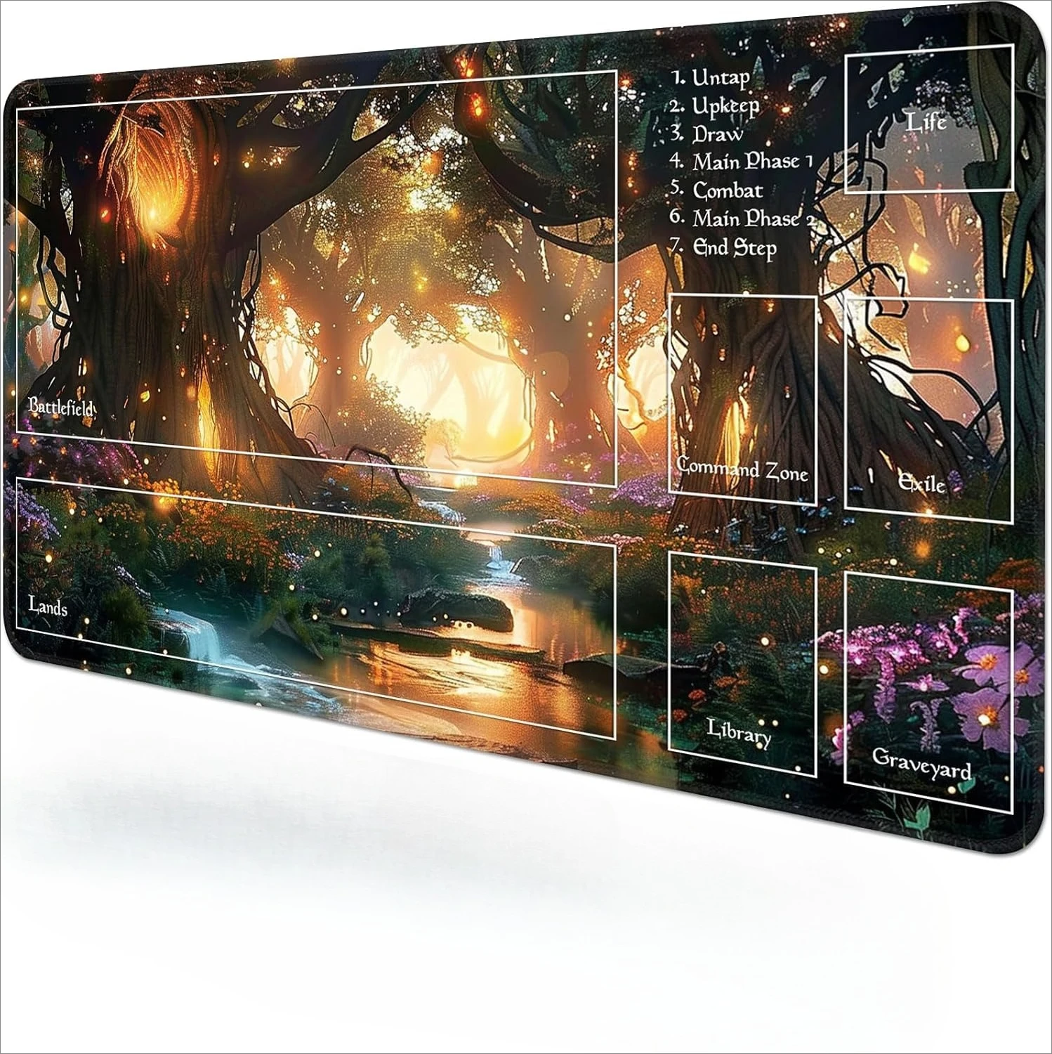 

Glowing Forest Card Playmat for TCG Non-Slip Magic Playmat Zones, Durable Rubber Surface, Ideal for Card Games Board Games