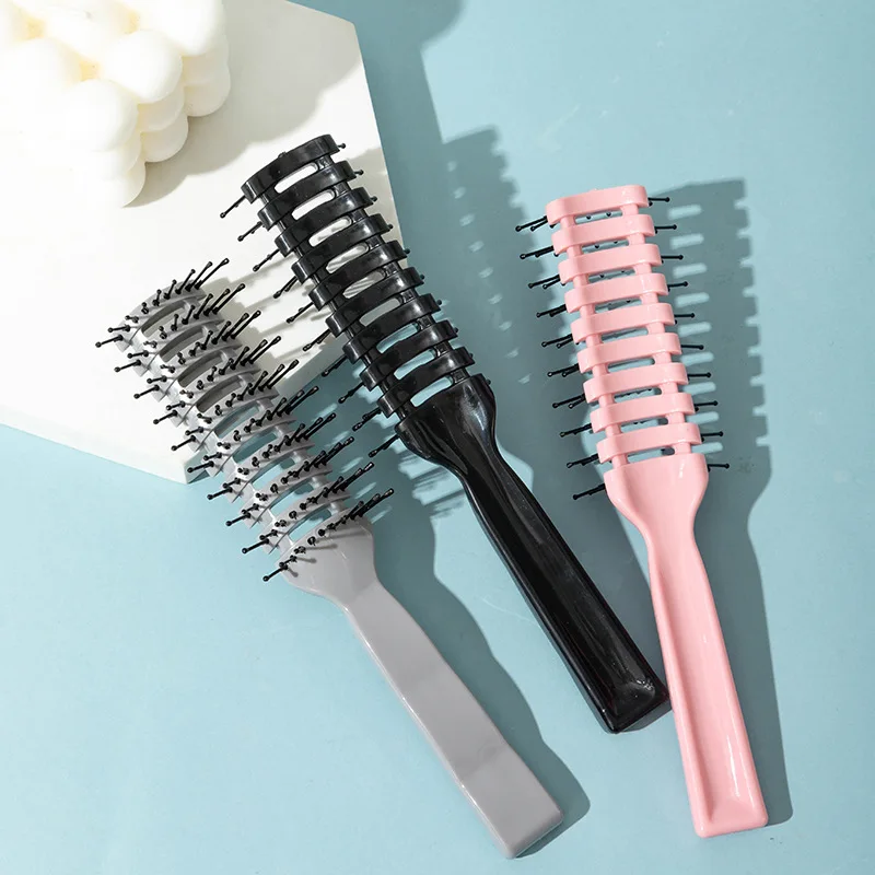 Plastic Ribbed Comb Professional Scalp Massage Anti Tangling Hair Comb Anti Static Curly Hairbrush Special for Real Hair or Wigs