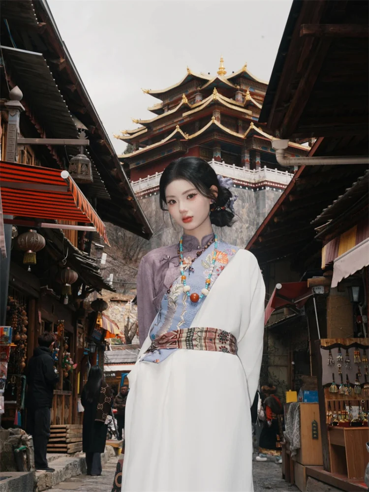 

Tibetan Ethnic Clothing Photoaphy Travel oot Faionable Tibetan Robe Traditional Costume Yunnan Lacape Photoaphy Wa...