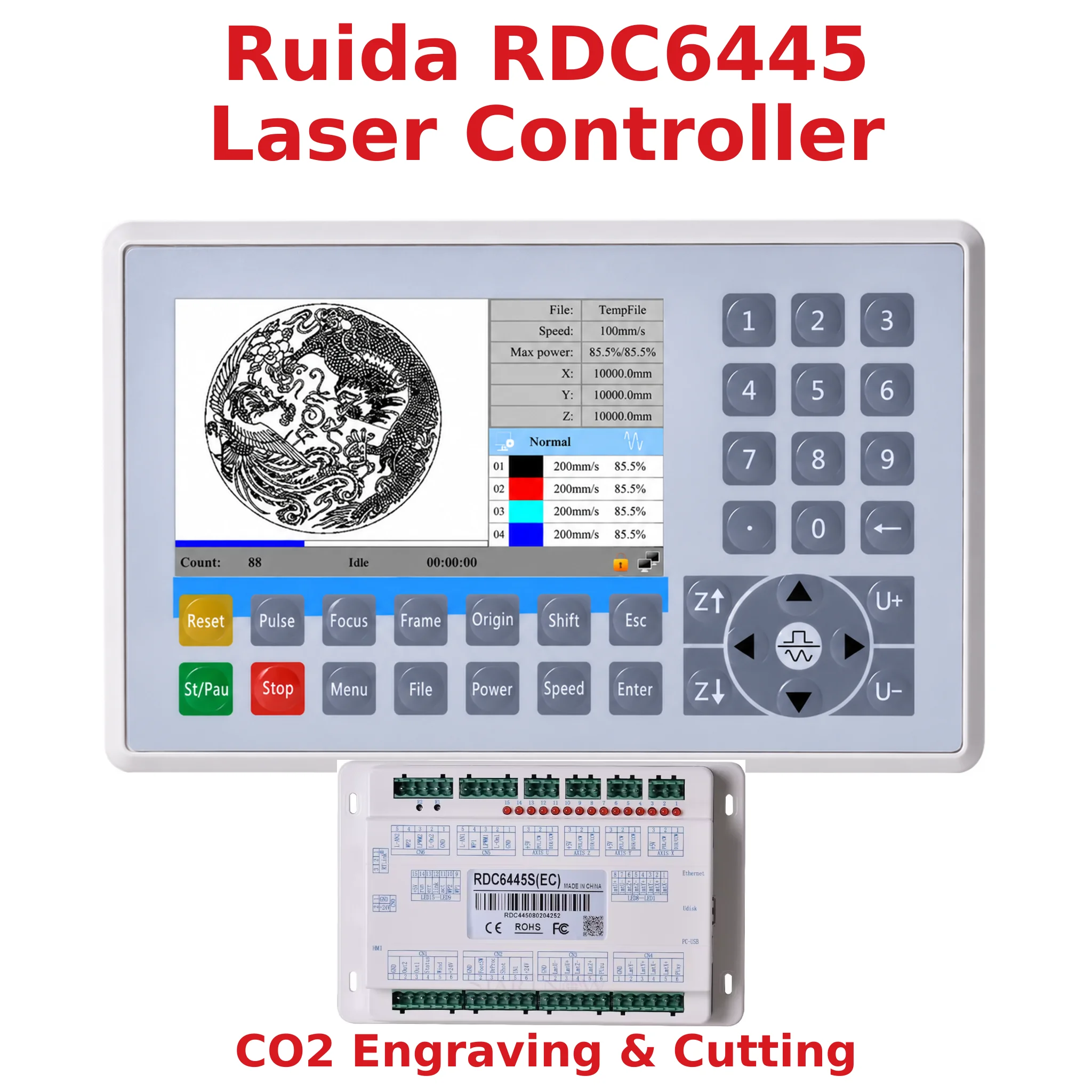 Ruida RDC6445G RDC6445S RDC6445GT CO2 Laser Controller Mainboard and Panel Set or Panel Only for Engraving Cutting Machines