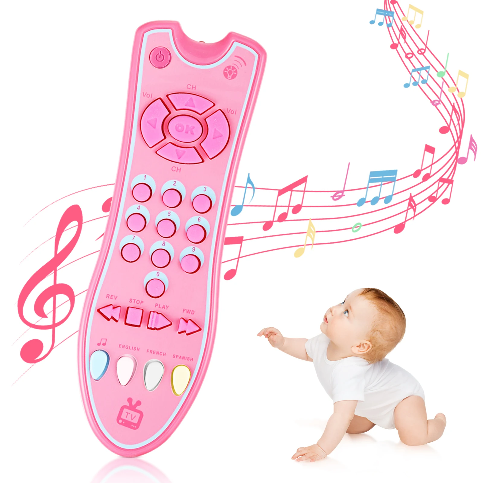 

Babies TV Simulation Remote Control Toy Children's Musical Colorful English Learn Electric Home Educational and Cognitive Toys