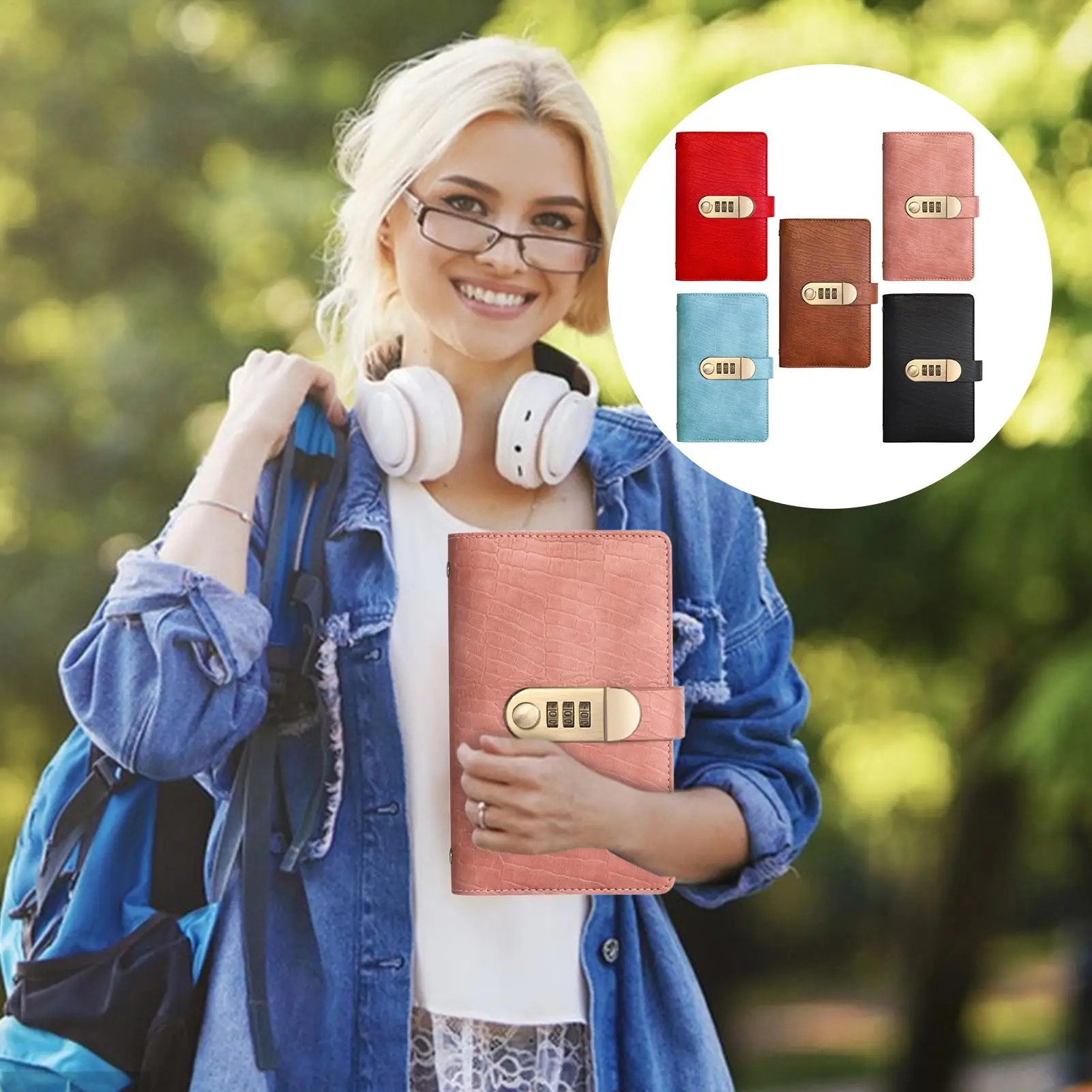 PU Leather Cash Storage Book Cash Money Saving Book With Combination Lock 100-Page Budget Planner Saving Challenge Book