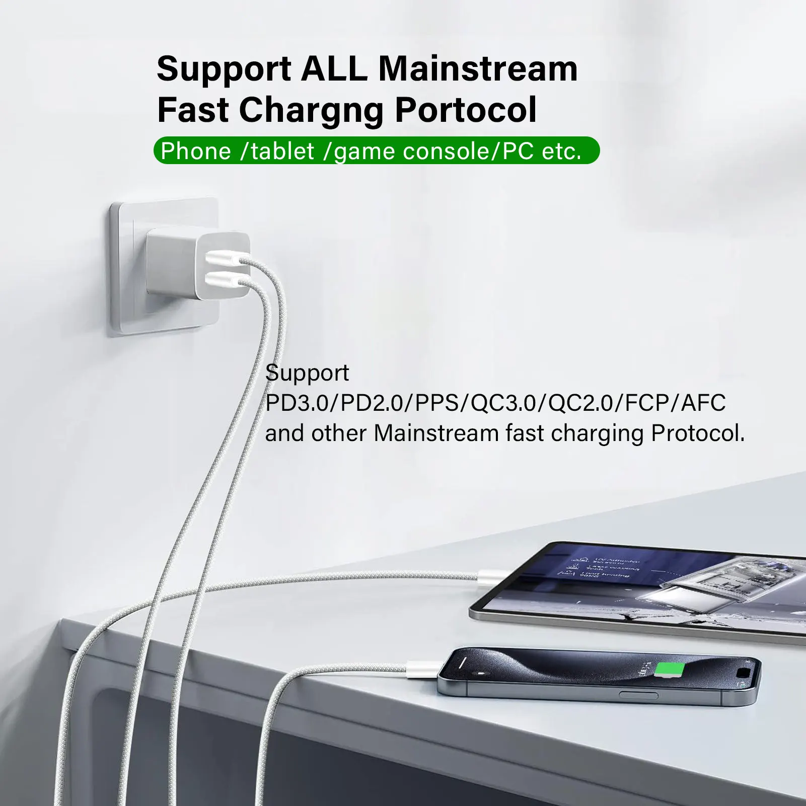 60 واط USB C كابل آيفون 16 15 زائد برو ماكس سامسونج نوع C كابل ل Xiaomi ماك بوك برو باد PD شاحن سريع الحبل نوع C كابل