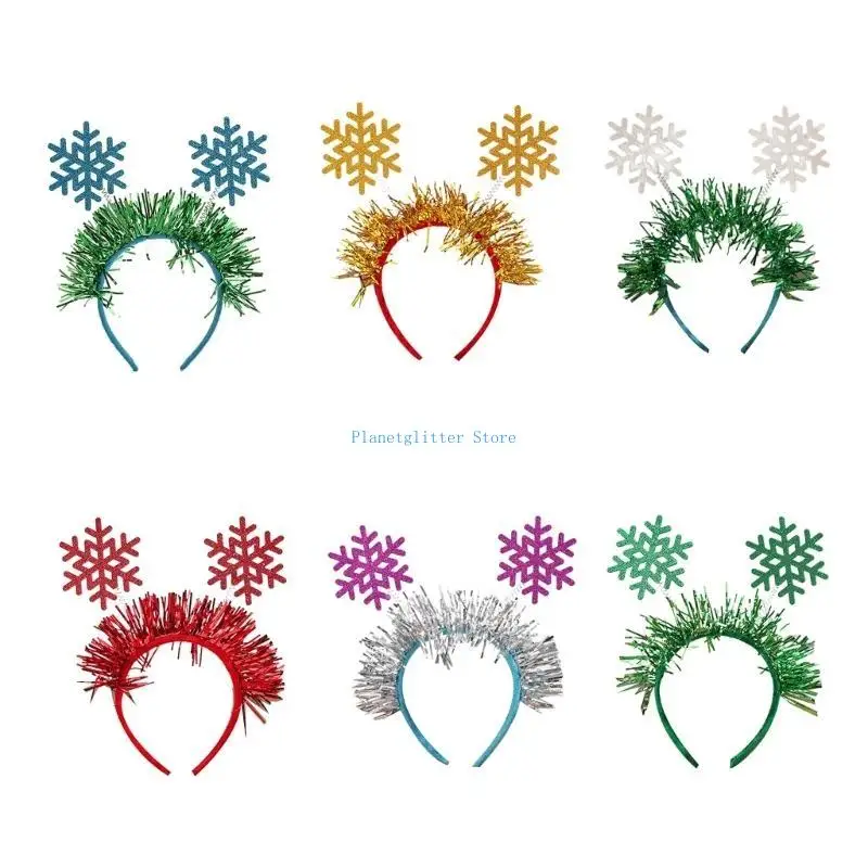 

652B Christmas Snowflake Headband Christmas Glitter Headband Christmas Hair Hoop Sequin Christmas Headwear Christmas Hairband