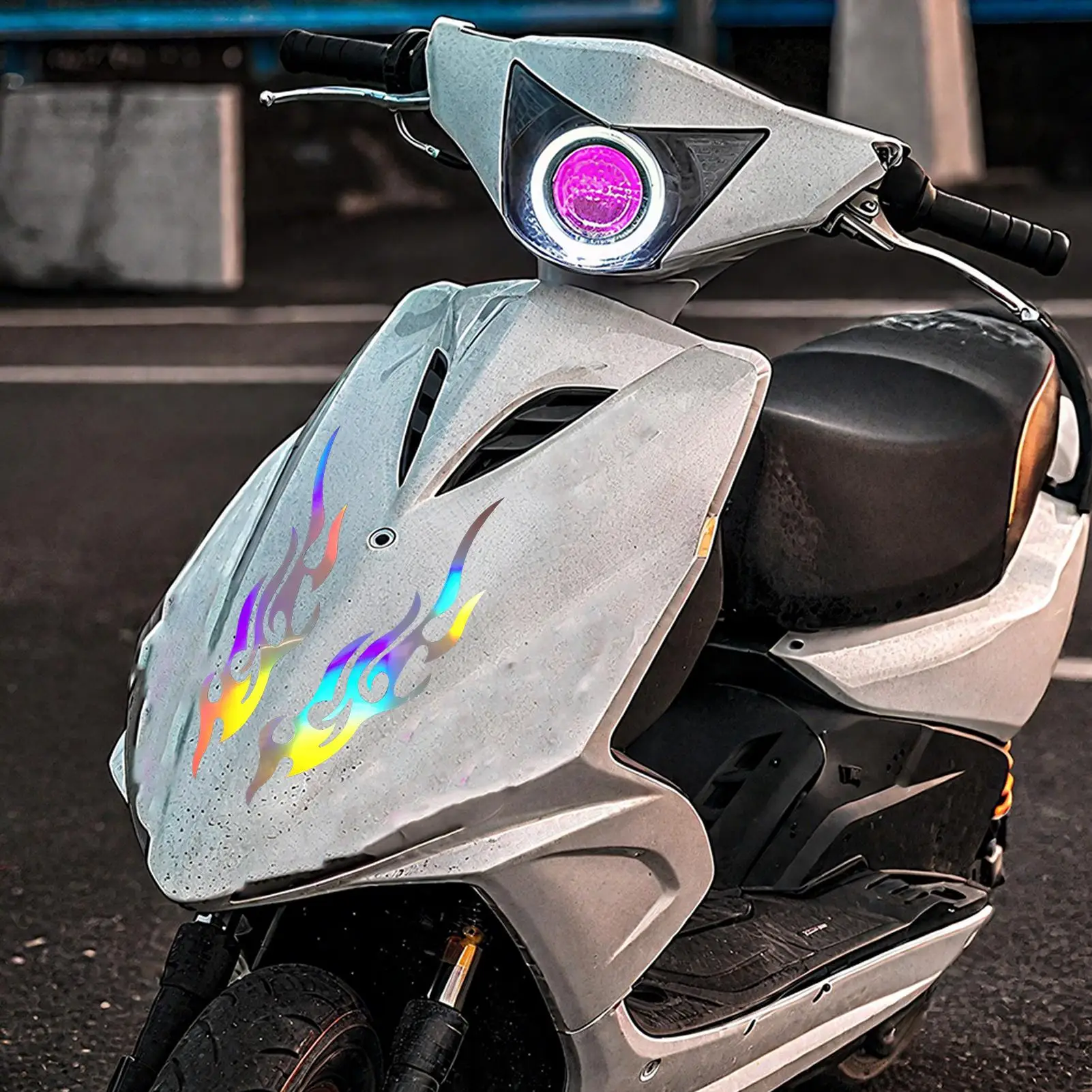 Motorcycle Stickers And Decals Flame Pattern Car Stickers For Men Waterproof Emblem 2 Pieces For Scooter Bumper Mailbox