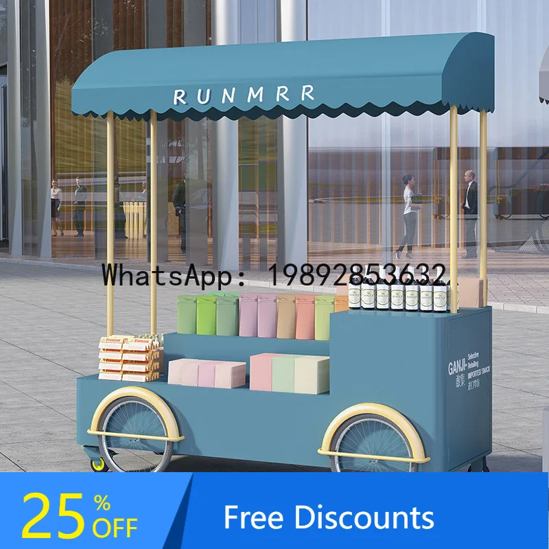 

LYY Street Vendor Cart Hand-Pulled Commercial Promotion Display Stand Street Vendor Cart Flower Multi-Functional