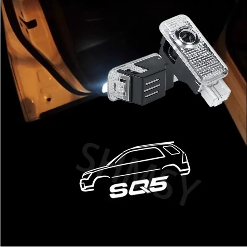 Image of 2PCS LED Auto Tür Abzeichen Licht Projektor Courtesy Shadow Willkommen Lampe Für Audi SQ5 2012-2023 2017 2018 2019 2020 2021 2022 2023