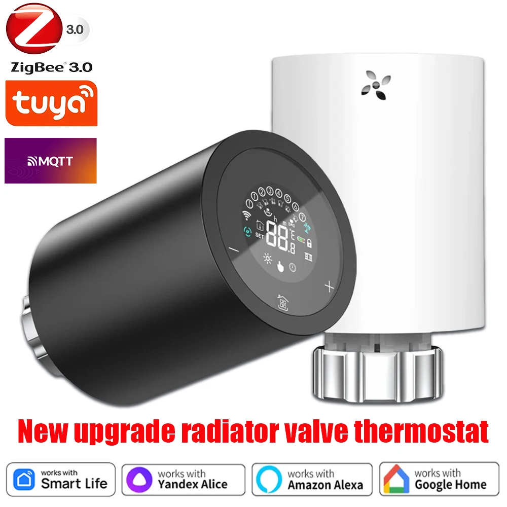 Tuya ZIgbee3.0 radiator valve thermostat TRV programmable smart temperature control smart life Alexa Google Home Yandex