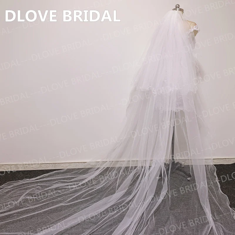 Elegant Cathedral Wedding Veils Two Layer 3 Methers Bridal Veil with Comb Wedding Accessories