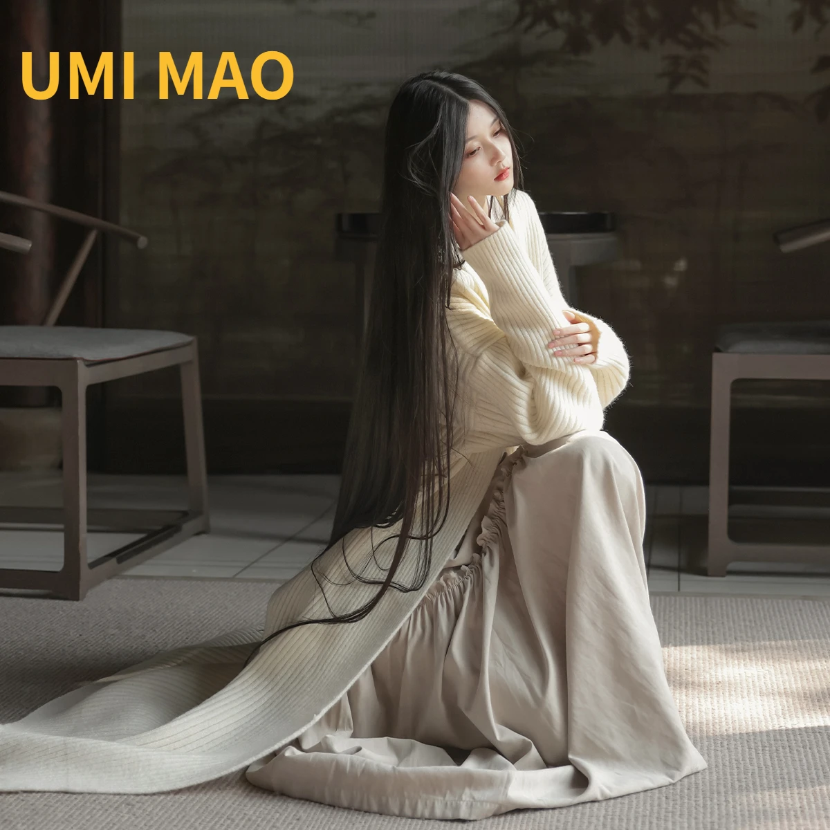 

UMI MAO Chinese Style Harajuku Spring Autumn Homemade Thickened Loose Minimal Soft Knitted Cardigan Women Fashion Sweater