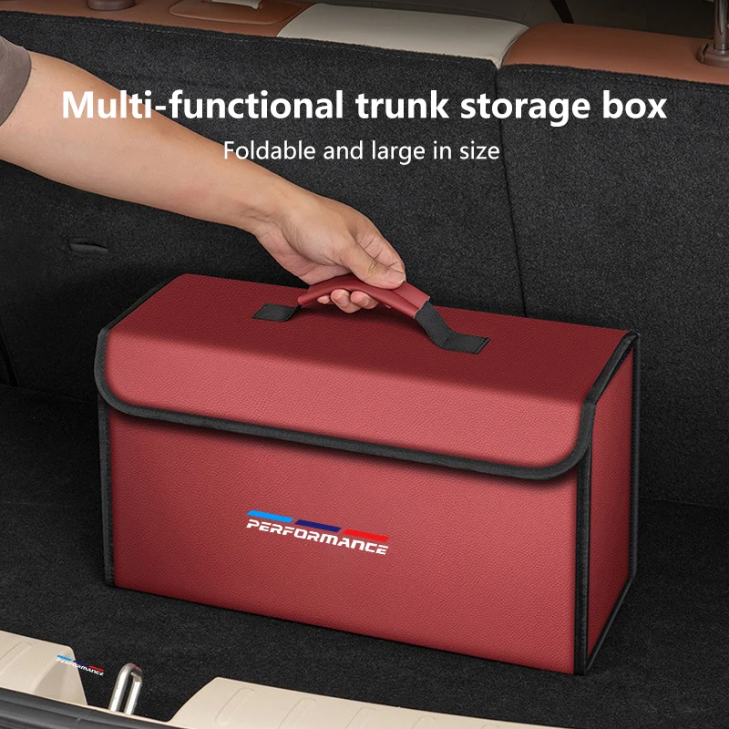 Car Leather Trunk Organizer Foldable Storage Box, For BMW Performance E46 E90 E60 E36 F90 M3 M5 E87 X3 X5 X6 G30 G32 Accessories