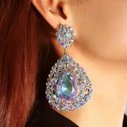 New Arrival Fashion Shining Crystal Dnagle Earrings Long Pendant for Women Elegant Water Drop Rhinestone Wedding Earrings Bridal