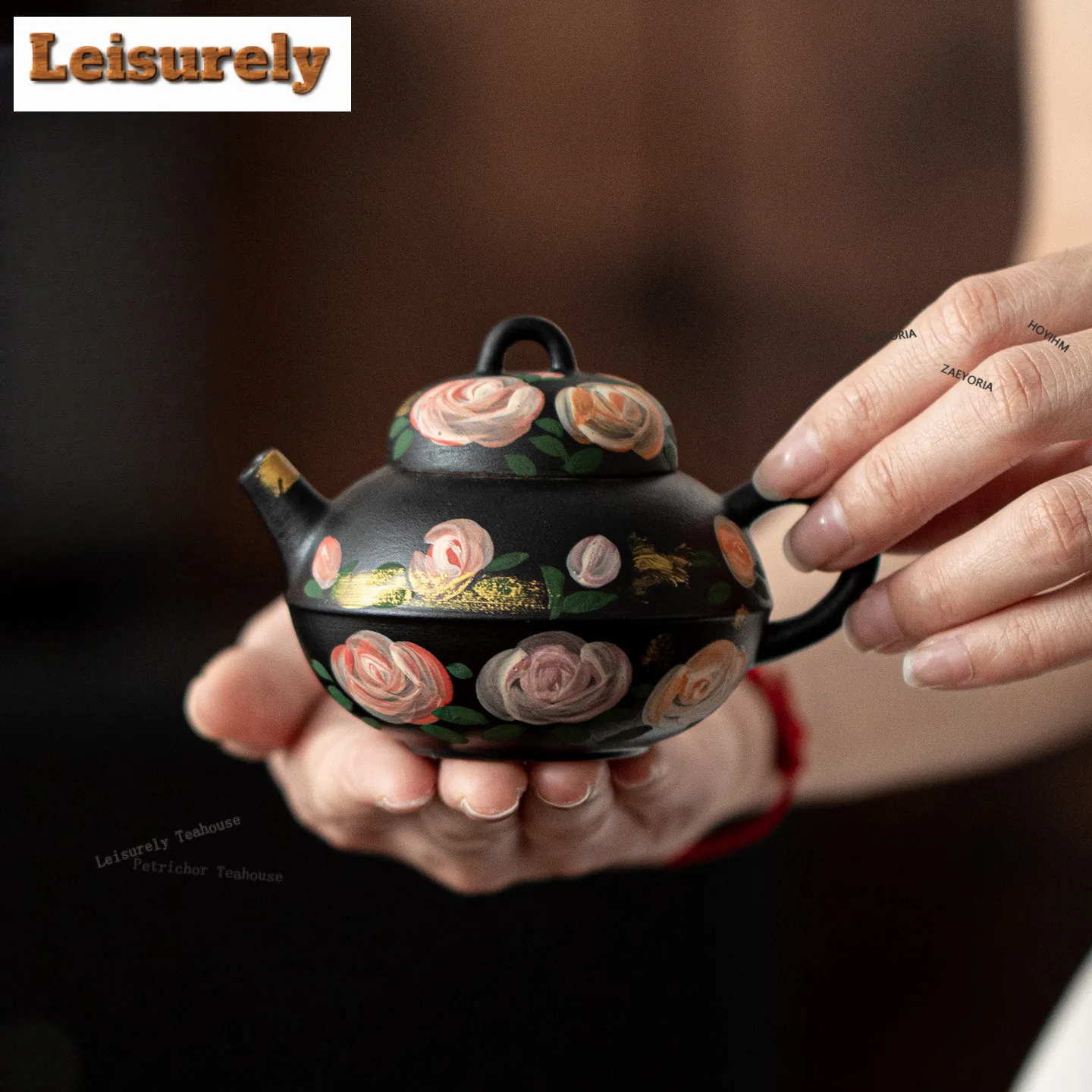 125ml Oil Painting Style Rose Scented Teapot Luxury Tea Infuser Pot Tea Maker Kettle With Ball Hole Tieguanyin Tea Items Craft