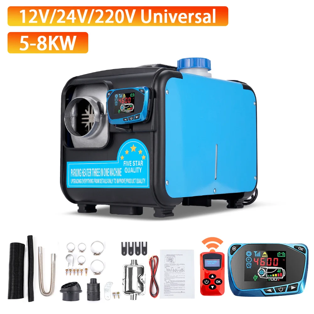 

Car Diesel Air Heater 12V 24V 220V Three-in-one All In One Parking Heater 5KW--8KW For Cars Bus RV Camper Vans Heating