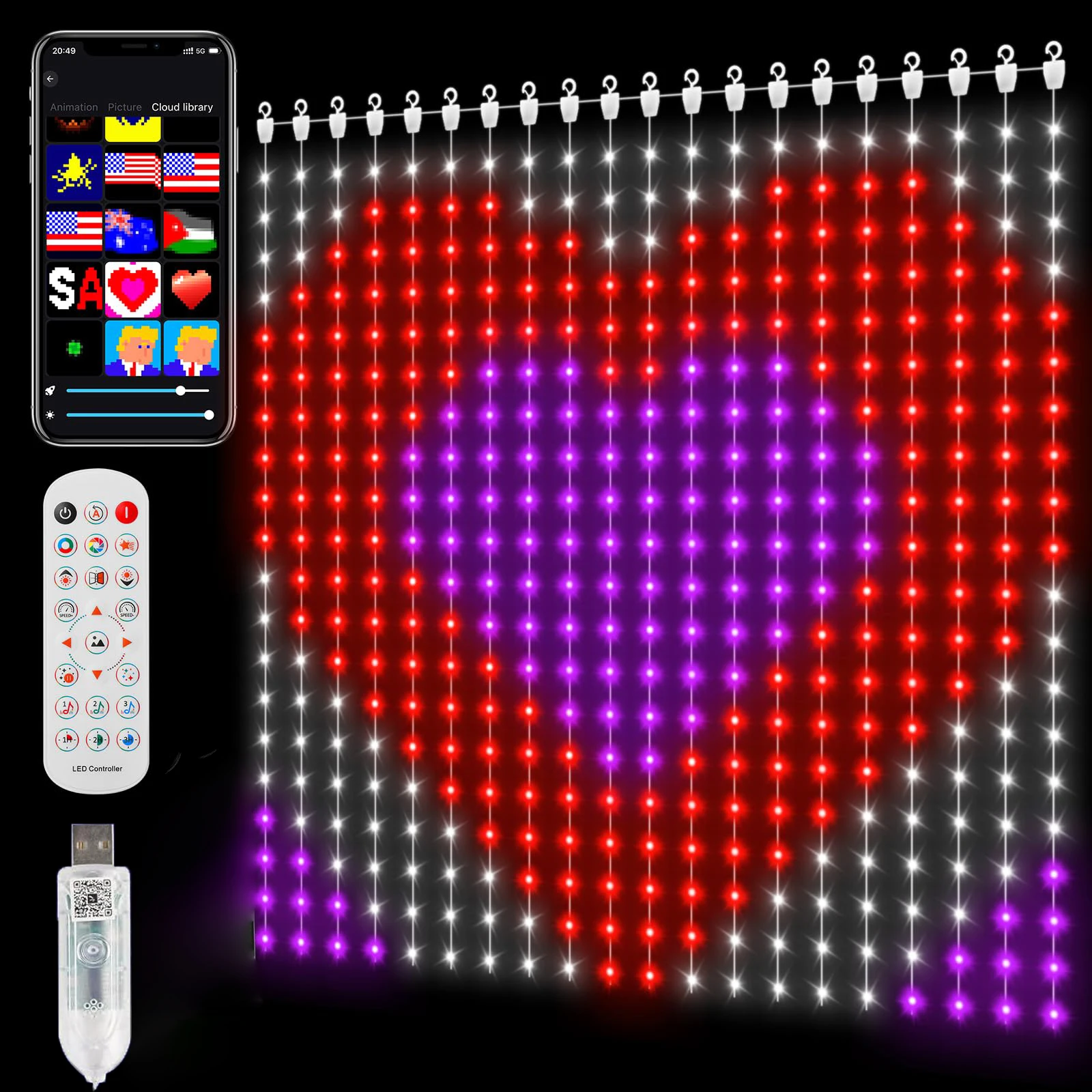 Smart Curtain Lights LED RGB String Lights with Music Sync APP Remote Control Fairy Lights for Bedroom Party Garden Decor