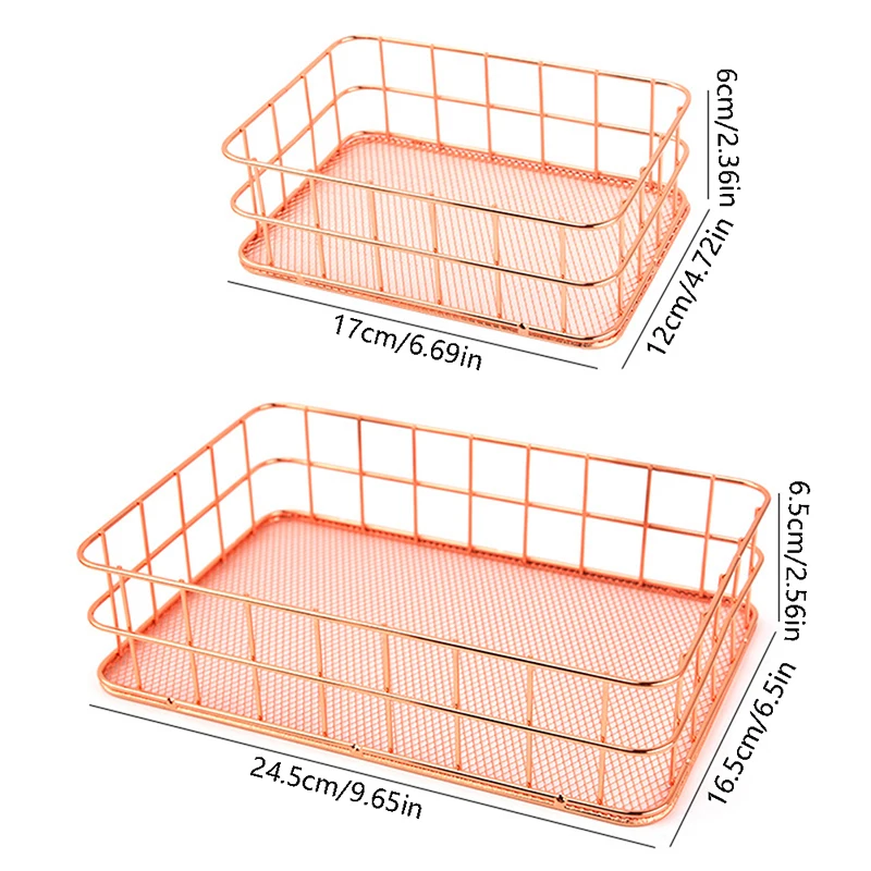 Scandinavian Iron Storage Basket Cosmetic Storage Box Desktop Miscellaneous Snack Basket Mask Storage Basket