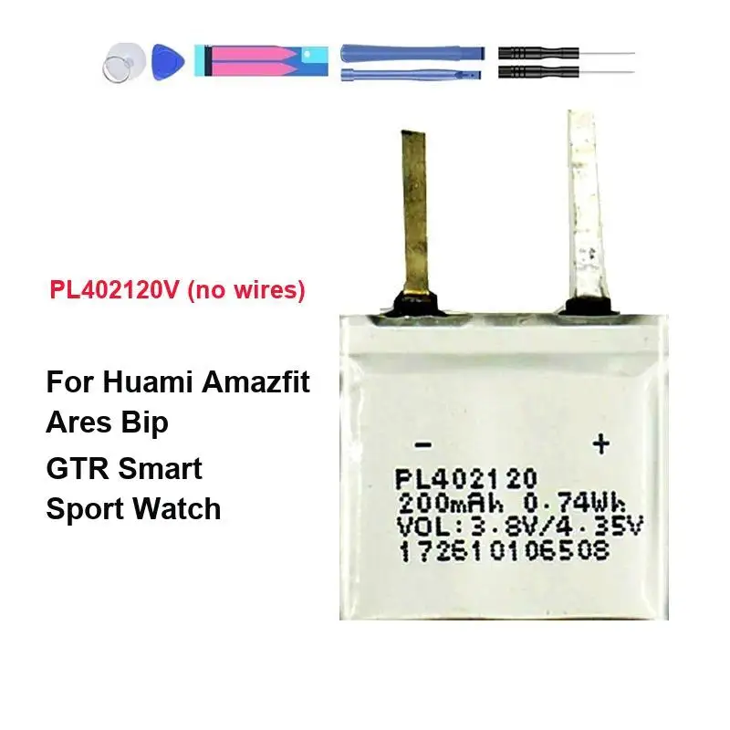High Quality PL402120V NO Wires Watch Battery Reliable Replacement 200mAh For Huami Amazfit Bip A1608 S S Lite 1S