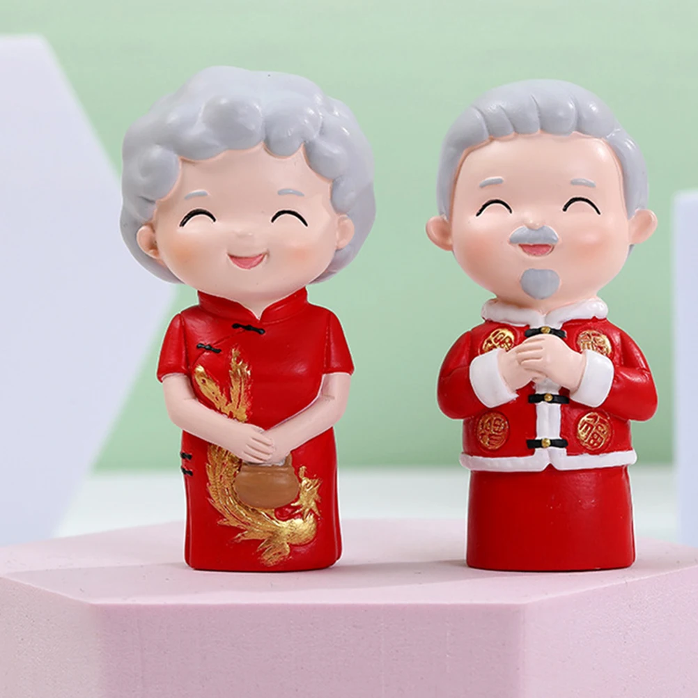 

Elderly Couple Cake Topper Figurine Gr parents naments Loving Statue Crafts Anniversary Decorations Resin Materials Stable