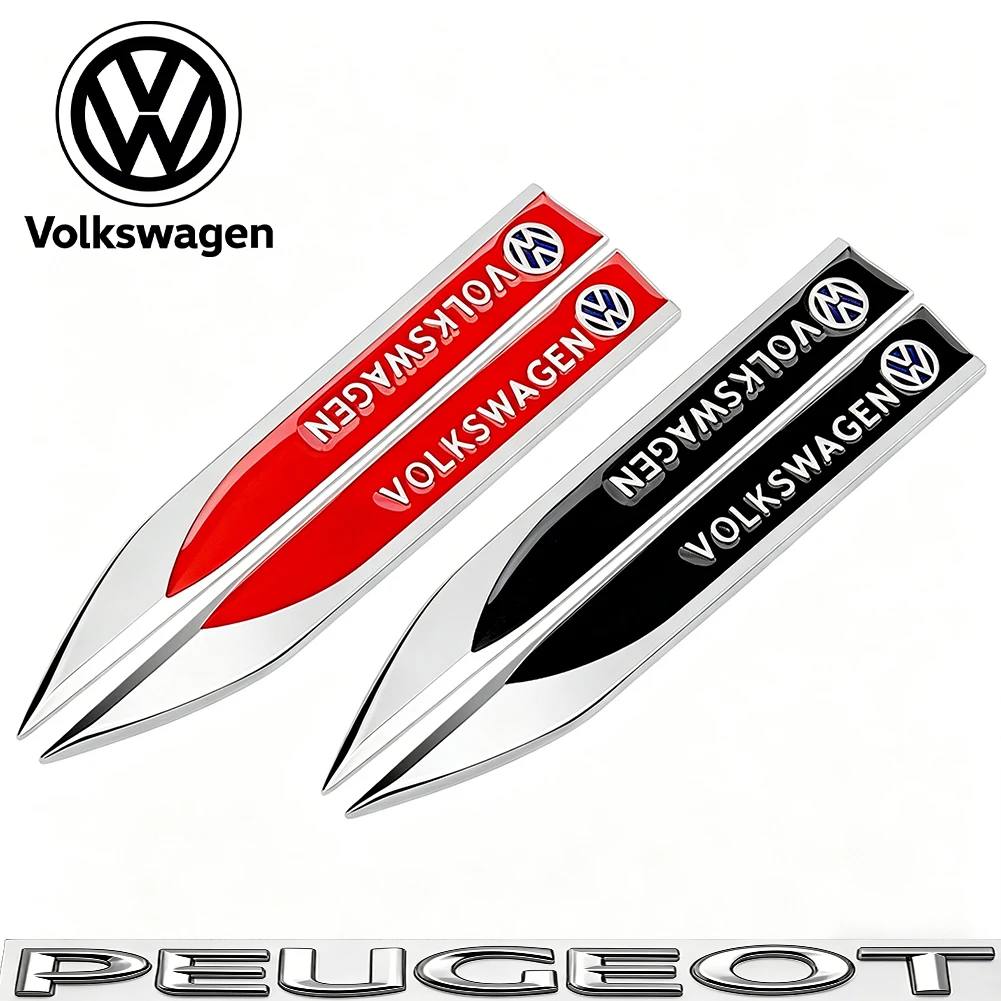 Image of 2 Stück Auto 3D Metall Seitenemblem Kotflügel Aufkleber Zubehör für VW Golf Tiguan T-Roc Polo Passat ID.4 T-Cross ID.3 Taigo
