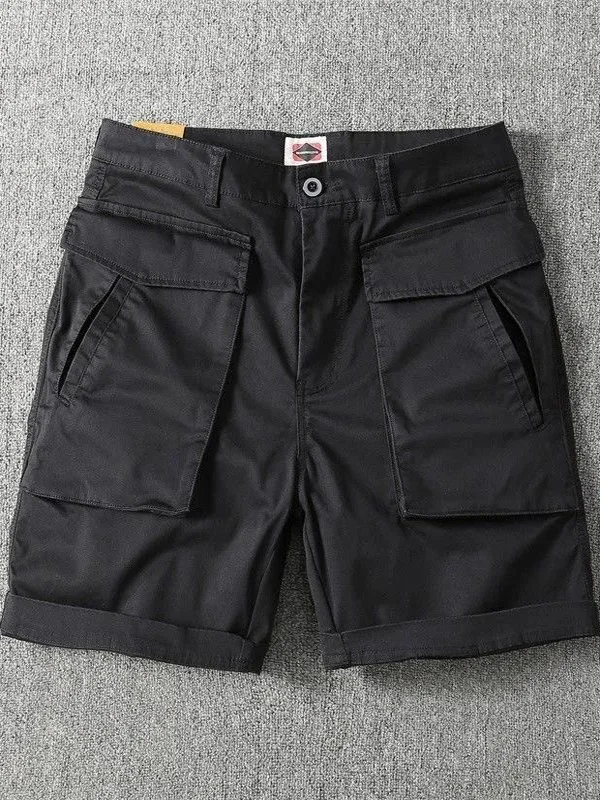 

Trendy Workwear ort Pants Men's Summer American Retro Waed Pure Cotton Five ket mid Waist Straight Leg Casual Trousers