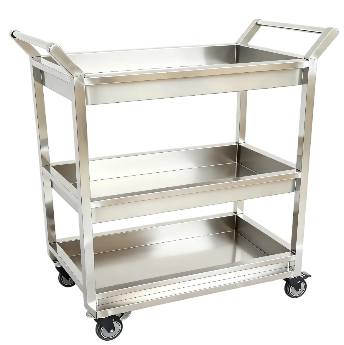 Hotel Dish Collection Trolley Catering Stainless Steel 3-Tier Dish Trolley